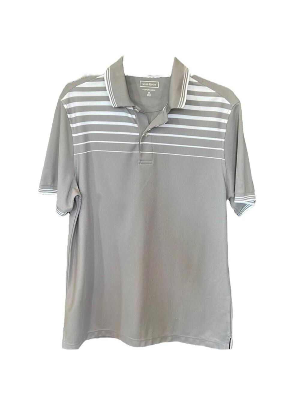 Club Room | Men's Gray & White Polo | Size Medium | NWOT | 0561